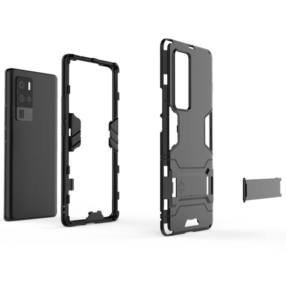 For Vivo X50 Pro+ PC + TPU Shockproof Protective Case with Invisible Holder(Black)