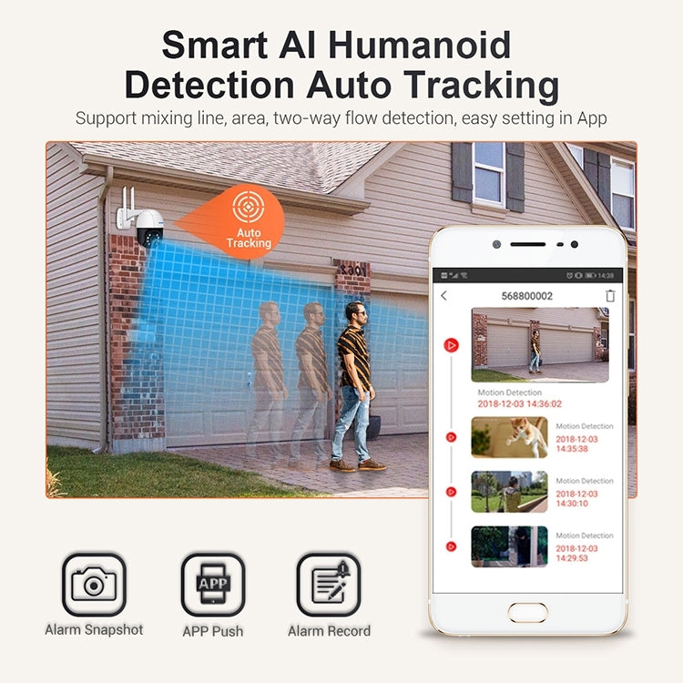 ESCAM QF518 5MP Smart WiFi IP Camera, Support AI Humanoid Detection / Auto Tracking / Dual Light Night Vision / Cloud Storage / Two Way Audio / TF Card, Plug:AU Plug(White)