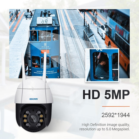 ESCAM QF518 5MP Smart WiFi IP Camera, Support AI Humanoid Detection / Auto Tracking / Dual Light Night Vision / Cloud Storage / Two Way Audio / TF Card, Plug:AU Plug(White)