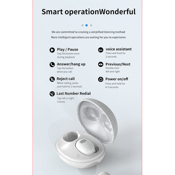 Calante T2S 5D Sound Effect Bluetooth 5.0 Wireless Bluetooth Earphone with Magnetic Charging Box, Support Call & Siri(White)