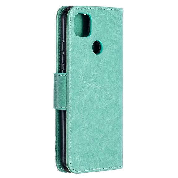 For Xiaomi Redmi 9C Two Butterflies Embossing Pattern Horizontal Flip Leather Case with Holder & Card Slot & Wallet & Lanyard(Green)
