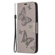 For Xiaomi Redmi 9C Two Butterflies Embossing Pattern Horizontal Flip Leather Case with Holder & Card Slot & Wallet & Lanyard(Grey)