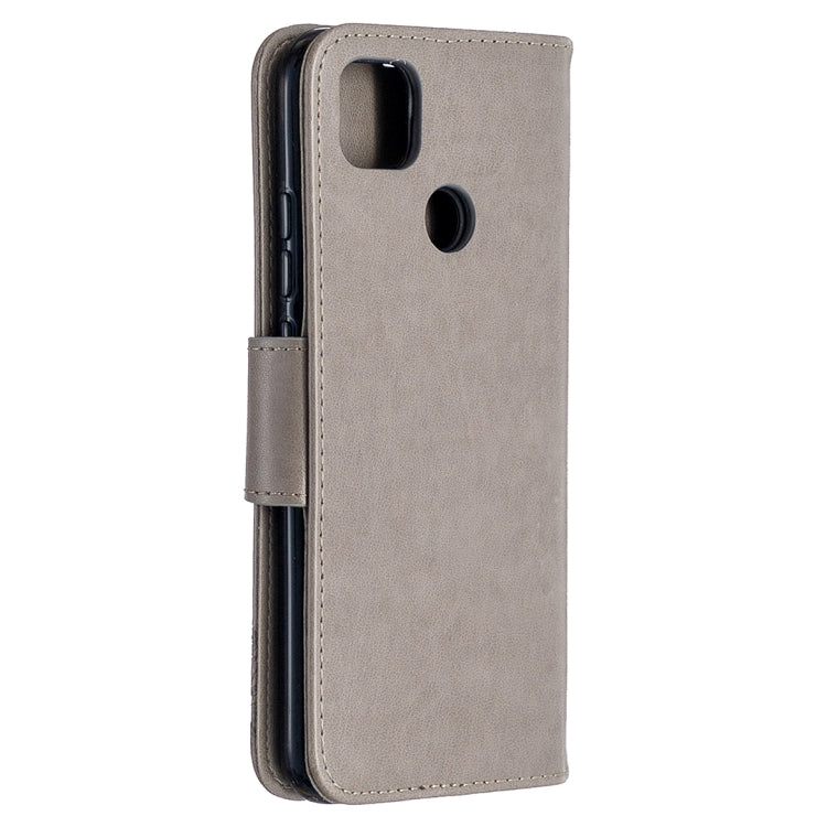 For Xiaomi Redmi 9C Two Butterflies Embossing Pattern Horizontal Flip Leather Case with Holder & Card Slot & Wallet & Lanyard(Grey)