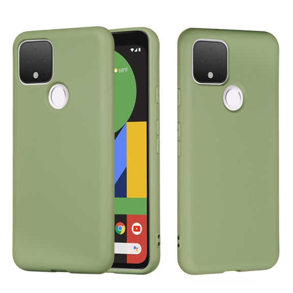 For Google Pixel 5 Pure Color Liquid Silicone Shockproof Full Coverage Case(Green)