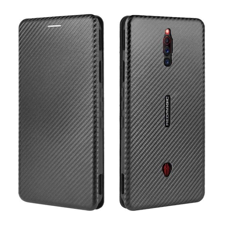 For ZTE nubia Red Magic 5S Carbon Fiber Texture Horizontal Flip TPU + PC + PU Leather Case with Card Slot(Black)