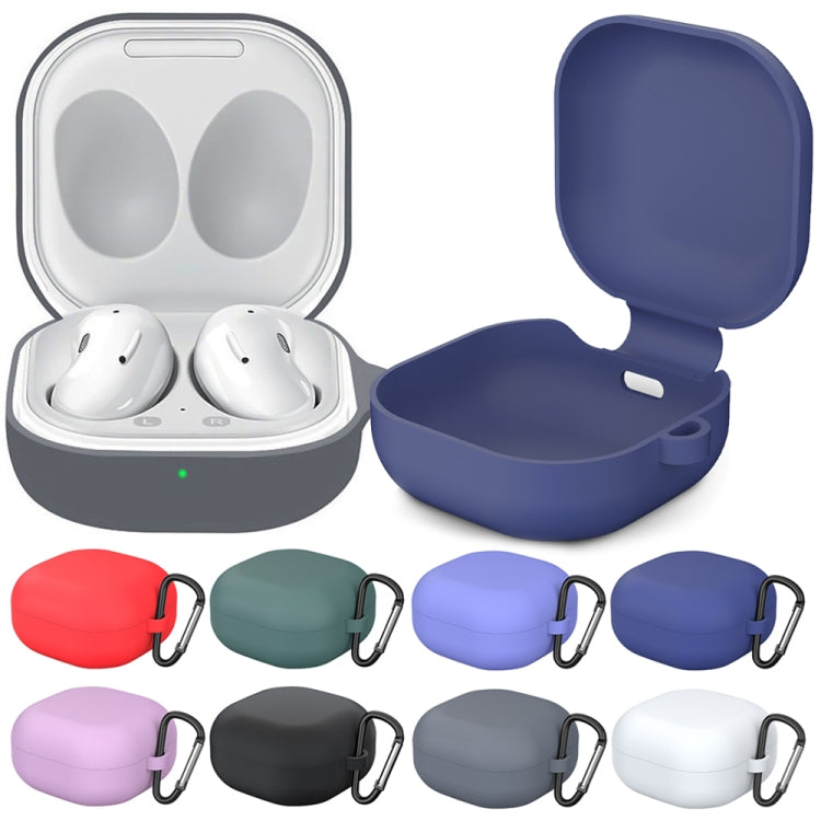 For New Samsung Galaxy Buds Live/Pro Solid Color Anti-fall Earphone Protective Case with Hook(Red)