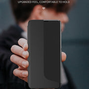 For Huawei Mate 20 Pro Side Display Shockproof Horizontal Flip Leather Case with Holder & Call Answering Function & Sleep / Wake-up(Black)
