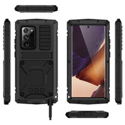 For Samsung Galaxy Note 20 Ultra R-JUST Shockproof Water-resistant Dust-proof Metal + Silicone Protective Case with Holder(Black)