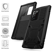 For Samsung Galaxy Note 20 Ultra R-JUST Shockproof Water-resistant Dust-proof Metal + Silicone Protective Case with Holder(Black)