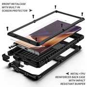 For Samsung Galaxy Note 20 Ultra R-JUST Shockproof Water-resistant Dust-proof Metal + Silicone Protective Case with Holder(Black)