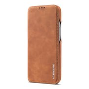 For iPhone 12 Pro Max LC.IMEEKE Hon Ancient Series Horizontal Flip Leather Case with Holder & Card Slot(Brown)