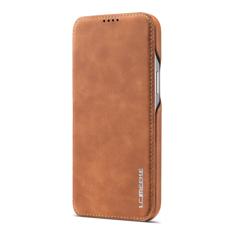 For iPhone 12 Pro Max LC.IMEEKE Hon Ancient Series Horizontal Flip Leather Case with Holder & Card Slot(Brown)
