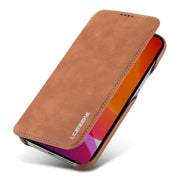 For iPhone 12 Pro Max LC.IMEEKE Hon Ancient Series Horizontal Flip Leather Case with Holder & Card Slot(Brown)