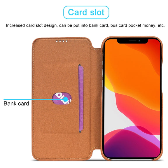 For iPhone 12 Pro Max LC.IMEEKE Hon Ancient Series Horizontal Flip Leather Case with Holder & Card Slot(Brown)