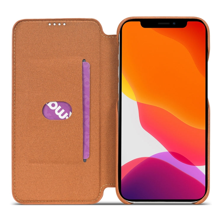For iPhone 12 / 12 Pro LC.IMEEKE Hon Ancient Series Horizontal Flip Leather Case with Holder & Card Slot(Brown)