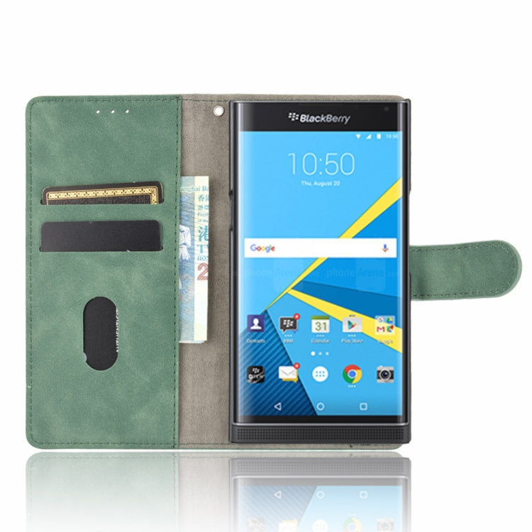 For BlackBerry Priv Solid Color Skin Feel Magnetic Buckle Horizontal Flip Calf Texture PU Leather Case with Holder & Card Slots & Wallet(Green)