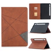 For Samsung Galaxy Tab S8 / Galaxy Tab S7 T870 Rhombus Texture Horizontal Flip Magnetic Leather Case with Holder & Card Slots(Brown)