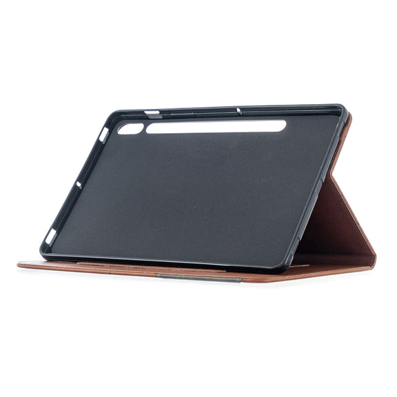 For Samsung Galaxy Tab S8 / Galaxy Tab S7 T870 Rhombus Texture Horizontal Flip Magnetic Leather Case with Holder & Card Slots(Brown)
