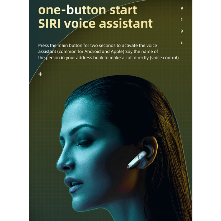 V19S Bluetooth 5.0 Business Style Fingerprint Touch Bluetooth Earphone(Silver)