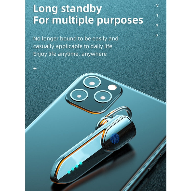 V19S Bluetooth 5.0 Business Style Fingerprint Touch Bluetooth Earphone(Silver)