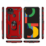 For Google Pixel 5 Shockproof TPU + PC Protective Case with 360 Degree Rotating Holder(Black)