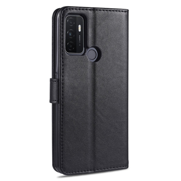 For OPPO A32 / A53 (2020) AZNS Sheepskin Texture Horizontal Flip Leather Case with Holder & Card Slots & Wallet(Black)