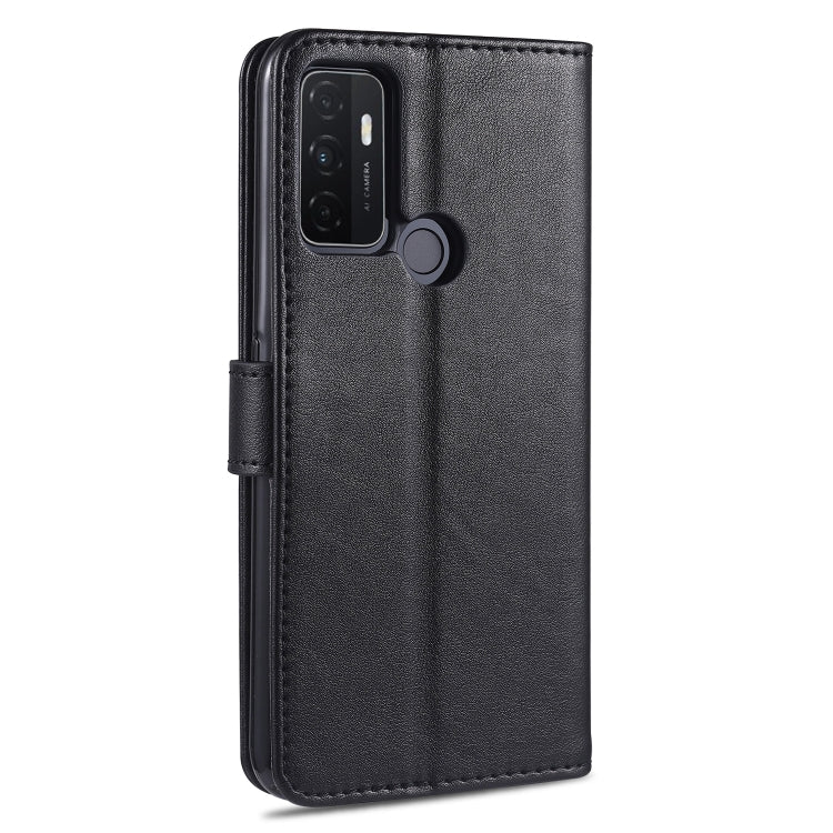 For OPPO A32 / A53 (2020) AZNS Sheepskin Texture Horizontal Flip Leather Case with Holder & Card Slots & Wallet(Black)