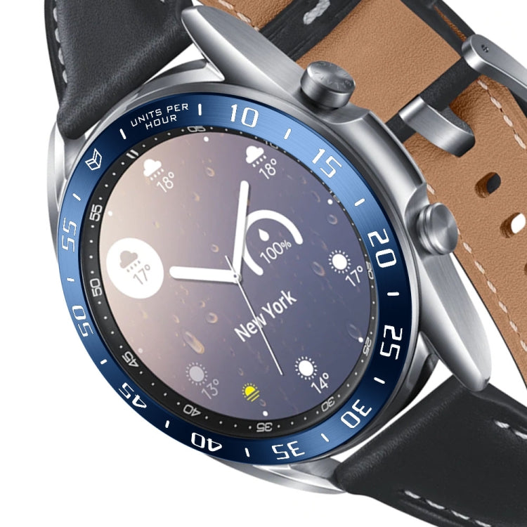 For Samsung Galaxy Watch 3 41mm Smart Watch Steel Bezel Ring, A Version(Blue Ring White Letter) - Watch Cases by ENKAY