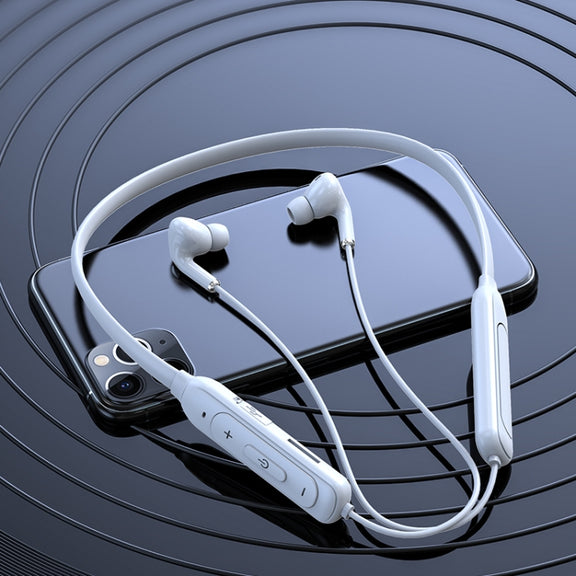M60 8D Surround Sound Wireless Neck-mounted 5.1 Bluetooth Earphone Support TF Card MP3 Mode(White)