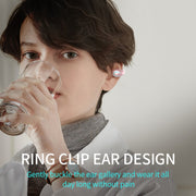 YX08 Ultra-light Ear-hook Wireless V5.0 Bluetooth Earphones Ear Clip Stereo Bluetooth Headset with Mic(White)