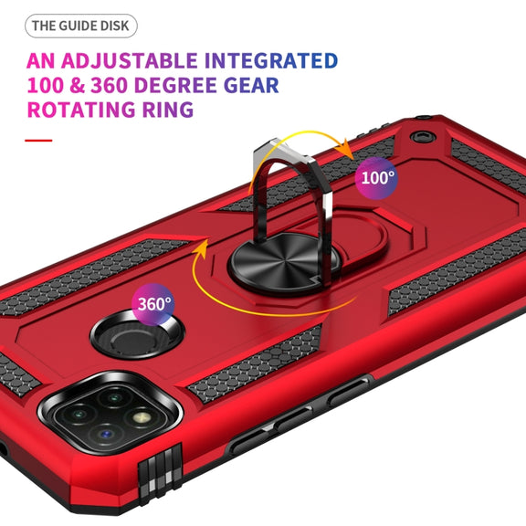 For Xiaomi Redmi 9C Shockproof TPU + PC Protective Case with 360 Degree Rotating Holder(Gold)