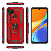 For Xiaomi Redmi 9C Shockproof TPU + PC Protective Case with 360 Degree Rotating Holder(Gold)