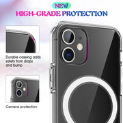 For iPhone 12 / 12 Pro Magsafe Case Simple Magnetic Ring All-inclusive Clear Crystal Acrylic PC +TPU Shockproof Case(Transparent)