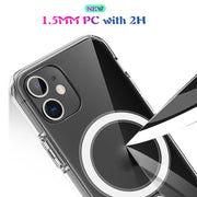 For iPhone 12 / 12 Pro Magsafe Case Simple Magnetic Ring All-inclusive Clear Crystal Acrylic PC +TPU Shockproof Case(Transparent)