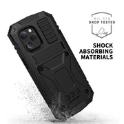 For iPhone 12 Pro Max R-JUST Shockproof Water-resistant Dust-proof Metal + Silicone Protective Case with Holder(Black)