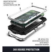 For iPhone 12 / 12 Pro R-JUST Shockproof Water-resistant Dust-proof Metal + Silicone Protective Case with Holder(Silver)