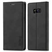 For Samsung Galaxy S8 LC.IMEEKE Strong Magnetism Ultra-thin Horizontal Flip Shockproof Matte TPU + PU Leather Case with Holder & Card Slots & Wallet(Black)