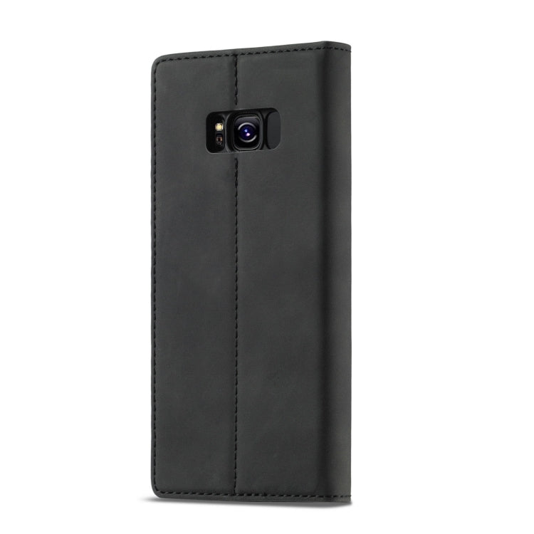 For Samsung Galaxy S8 LC.IMEEKE Strong Magnetism Ultra-thin Horizontal Flip Shockproof Matte TPU + PU Leather Case with Holder & Card Slots & Wallet(Black)