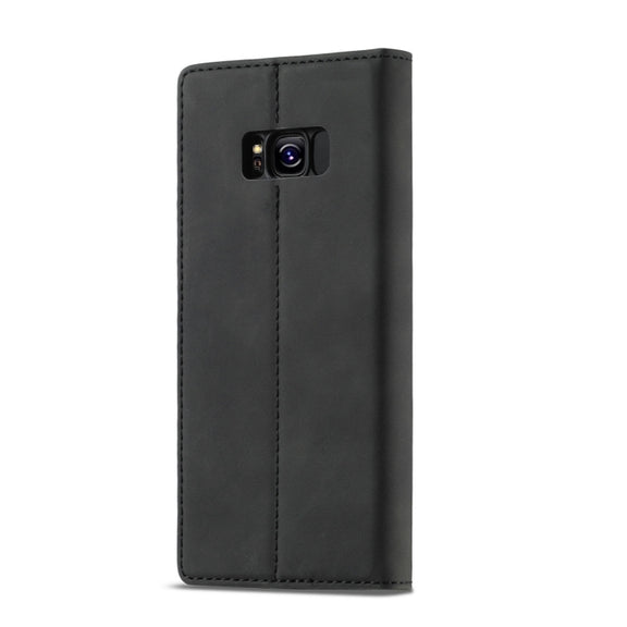 For Samsung Galaxy S8 LC.IMEEKE Strong Magnetism Ultra-thin Horizontal Flip Shockproof Matte TPU + PU Leather Case with Holder & Card Slots & Wallet(Black)