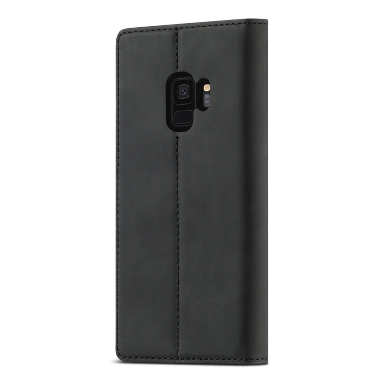 For Samsung Galaxy S9 LC.IMEEKE Strong Magnetism Ultra-thin Horizontal Flip Shockproof Matte TPU + PU Leather Case with Holder & Card Slots & Wallet(Black)