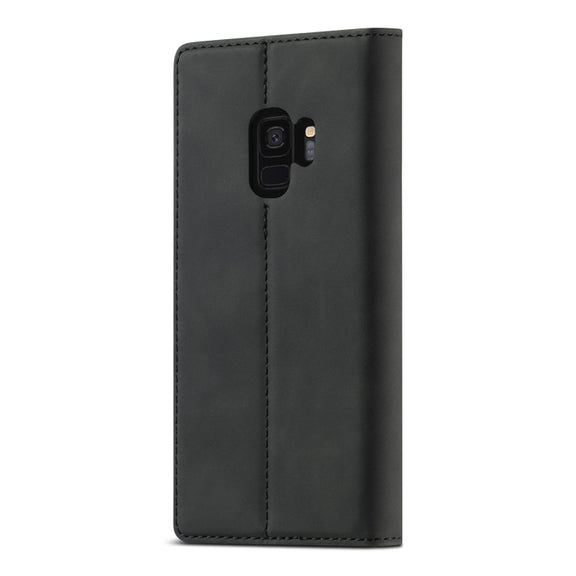 For Samsung Galaxy S9 LC.IMEEKE Strong Magnetism Ultra-thin Horizontal Flip Shockproof Matte TPU + PU Leather Case with Holder & Card Slots & Wallet(Black)
