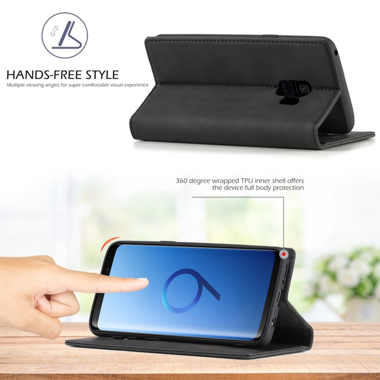 For Samsung Galaxy S9 LC.IMEEKE Strong Magnetism Ultra-thin Horizontal Flip Shockproof Matte TPU + PU Leather Case with Holder & Card Slots & Wallet(Black)