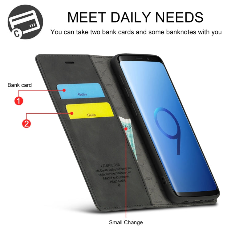 For Samsung Galaxy S9 LC.IMEEKE Strong Magnetism Ultra-thin Horizontal Flip Shockproof Matte TPU + PU Leather Case with Holder & Card Slots & Wallet(Black)