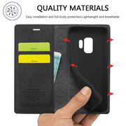 For Samsung Galaxy S9 LC.IMEEKE Strong Magnetism Ultra-thin Horizontal Flip Shockproof Matte TPU + PU Leather Case with Holder & Card Slots & Wallet(Black)