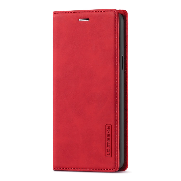 For Samsung Galaxy S9+ LC.IMEEKE Strong Magnetism Ultra-thin Horizontal Flip Shockproof Matte TPU + PU Leather Case with Holder & Card Slots & Wallet(Red)