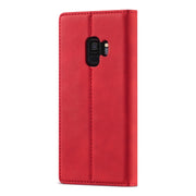 For Samsung Galaxy S9+ LC.IMEEKE Strong Magnetism Ultra-thin Horizontal Flip Shockproof Matte TPU + PU Leather Case with Holder & Card Slots & Wallet(Red)
