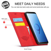 For Samsung Galaxy S9+ LC.IMEEKE Strong Magnetism Ultra-thin Horizontal Flip Shockproof Matte TPU + PU Leather Case with Holder & Card Slots & Wallet(Red)