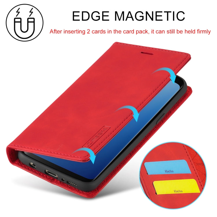 For Samsung Galaxy S9+ LC.IMEEKE Strong Magnetism Ultra-thin Horizontal Flip Shockproof Matte TPU + PU Leather Case with Holder & Card Slots & Wallet(Red)