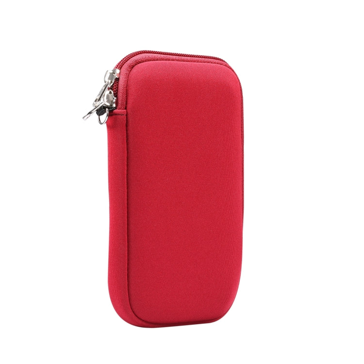 Universal Elasticity Zipper Protective Case Storage Bag with Lanyard For 6.7-6.9 inch Smart Phones(Purplish Red)