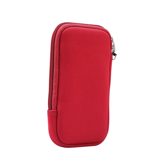 Universal Elasticity Zipper Protective Case Storage Bag with Lanyard For 6.7-6.9 inch Smart Phones(Purplish Red)